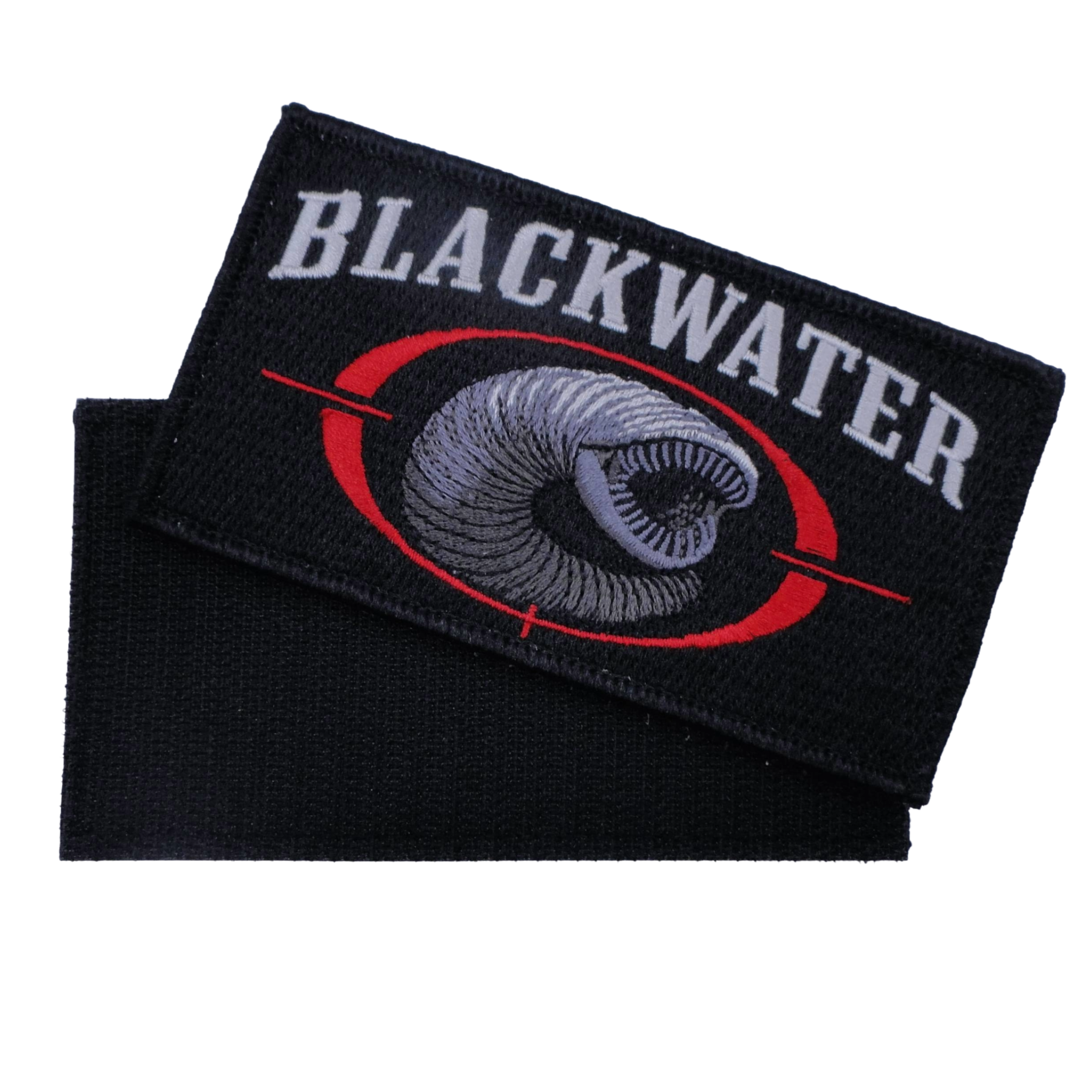 Embroidered patch with velcro backing.